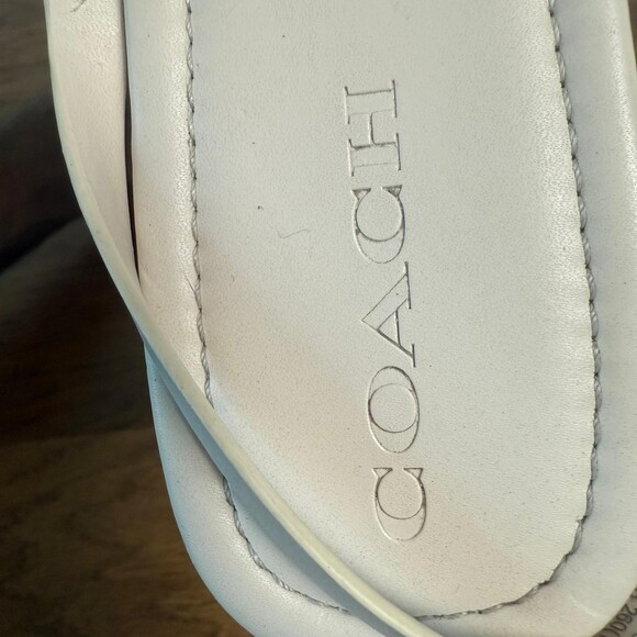 Coach Jaci Logo T-strap Flat Sandals Slingback Women's 9.5B White Leather C2924 - Picture 6 of 8